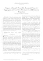 prikaz prve stranice dokumenta Impact of Locally Available Recycled Concrete Aggregate on Concrete’s Mechanical and Durability Properties